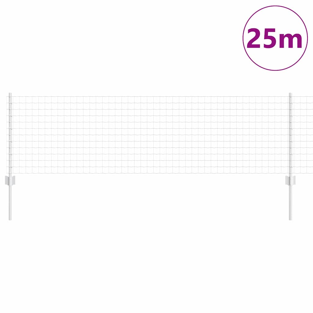 Fence with Posts Silver 0.6 x 25 m Steel