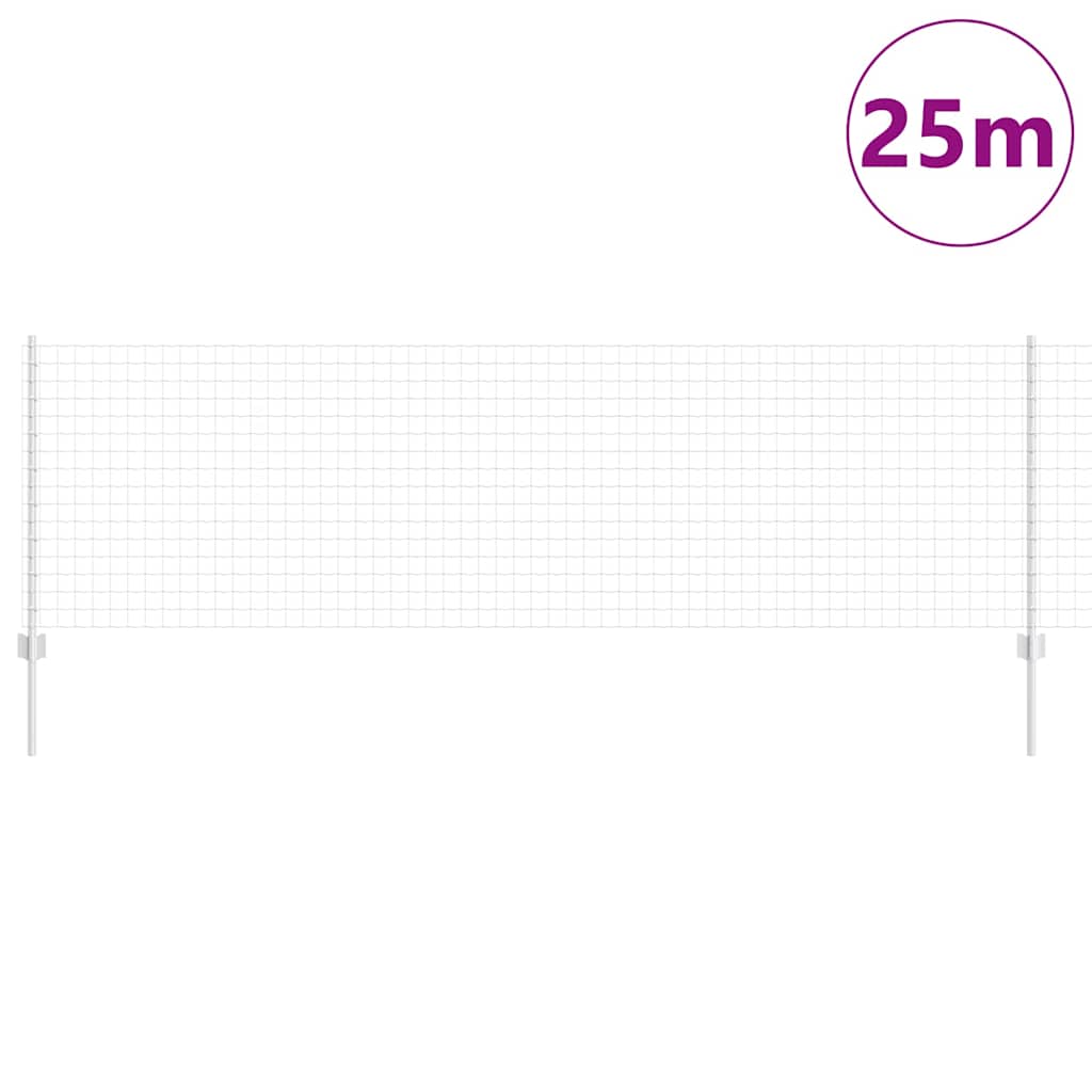 Fence with Posts Silver 0.8 x 25 m Steel