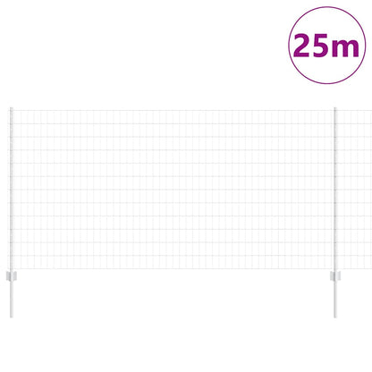 Fence with Posts Silver 1.2 x 25 m Steel