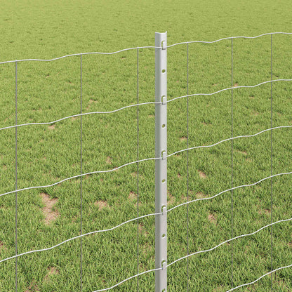 Fence with Posts Silver 1 x 25 m Steel