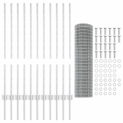 Fence with Posts Silver 1 x 25 m Steel