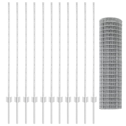 Fence with Posts Silver 1.2 x 25 m Steel