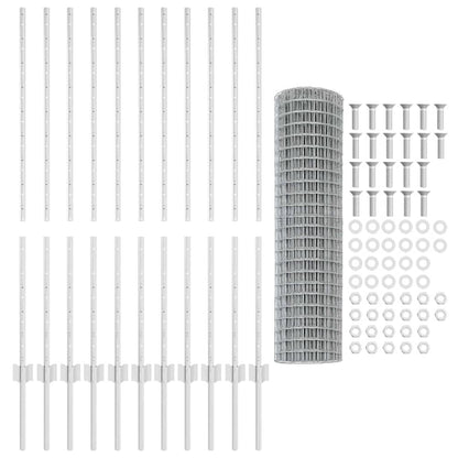 Fence with Posts Silver 1.2 x 25 m Steel