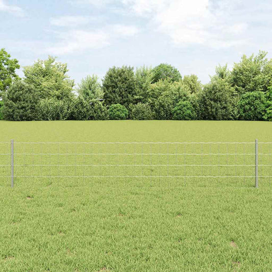 Fence with Posts Silver 0.4 x 50 m Steel