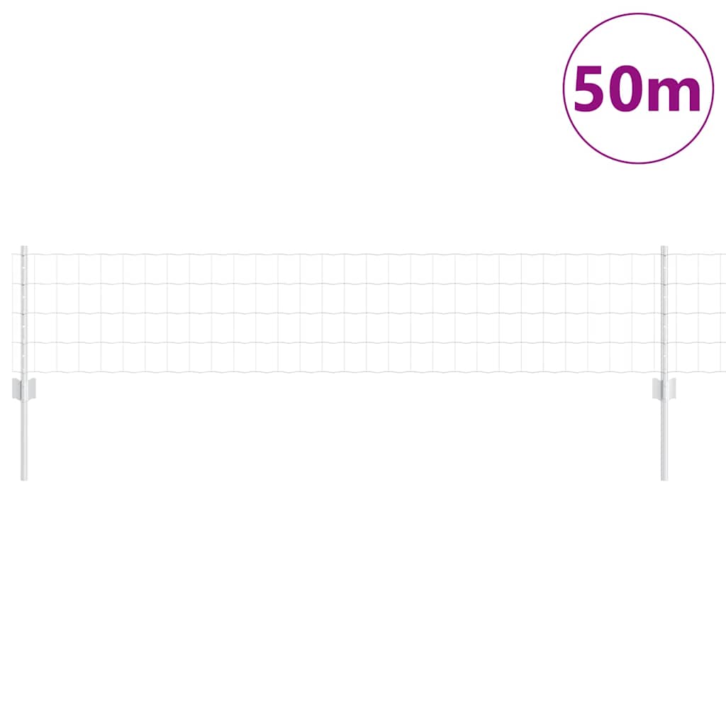 Fence with Posts Silver 0.4 x 50 m Steel