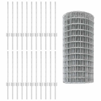 Fence with Posts Silver 0.6 x 50 m Steel