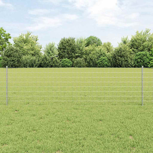 Fence with Posts Silver 0.6 x 10 m Steel
