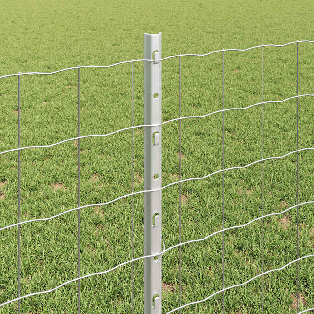 Fence with Posts Silver 0.8 x 10 m Steel