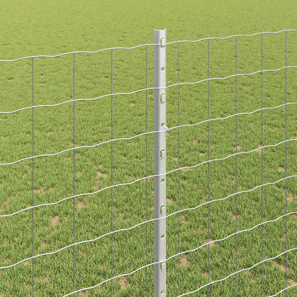 Fence with Posts Silver 1.4 x 10 m Steel