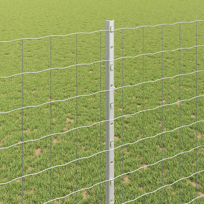Fence with Posts Silver 1.4 x 10 m Steel