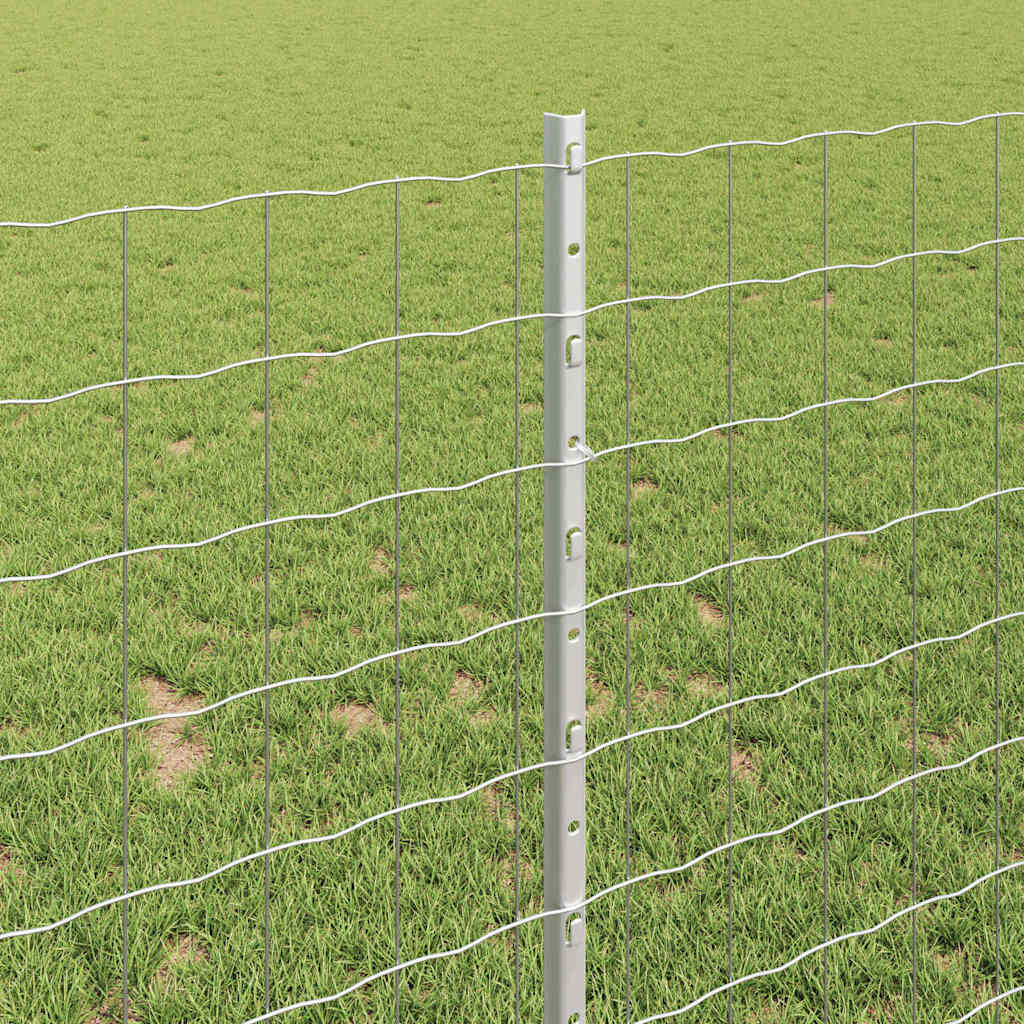 Fence with Posts Silver 1 x 25 m Steel