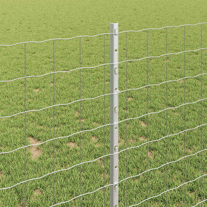 Fence with Posts Silver 1 x 25 m Steel