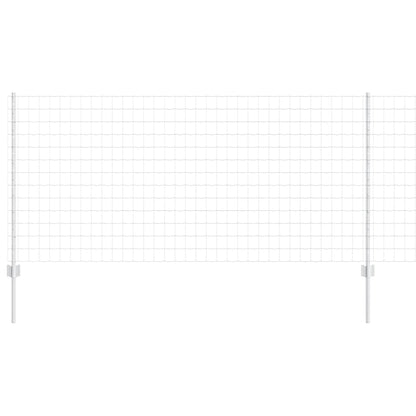 Fence with Posts Silver 1 x 25 m Steel