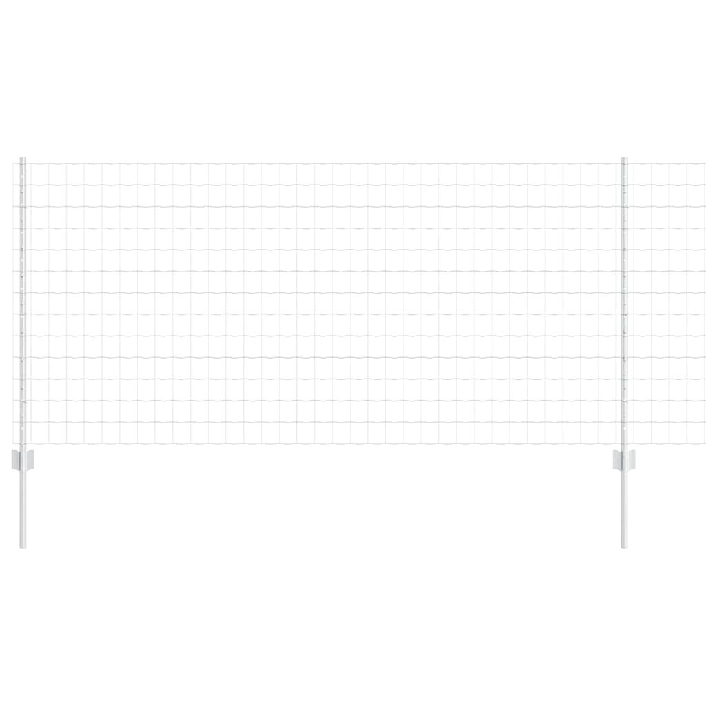 Fence with Posts Silver 1 x 25 m Steel