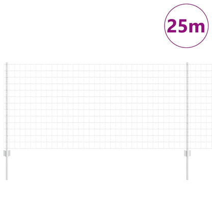 Fence with Posts Silver 1 x 25 m Steel