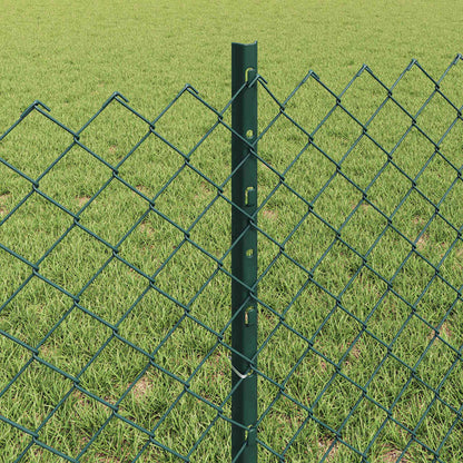 Fence with Posts Green 0.6 x 10 m Steel