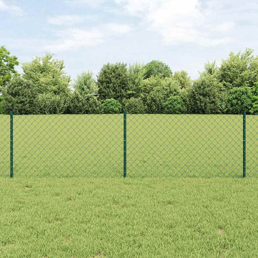 Fence with Posts Green 0.6 x 10 m Steel