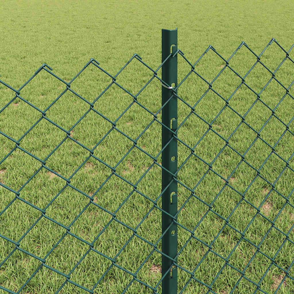 Fence with Posts Green 0.8 x 10 m Steel