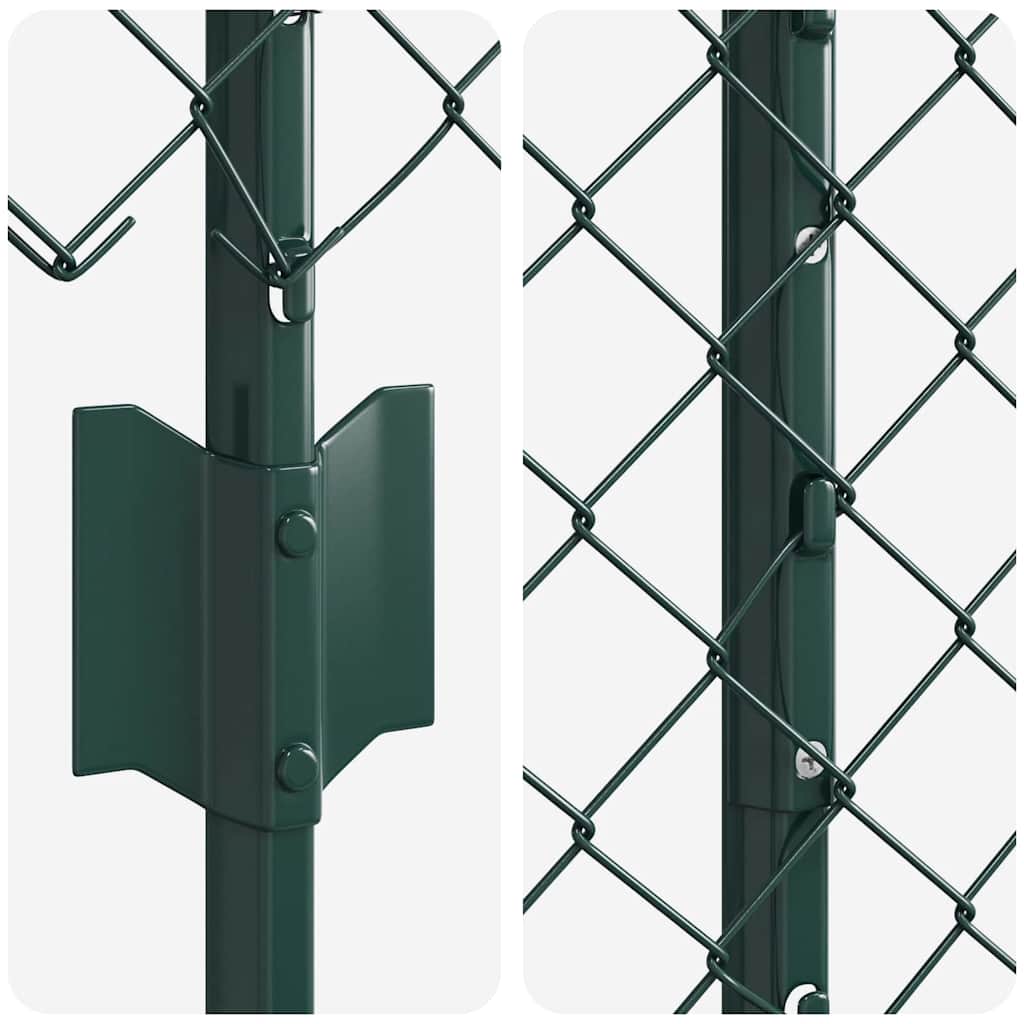 Fence with Posts Green 1.5 x 10 m Steel