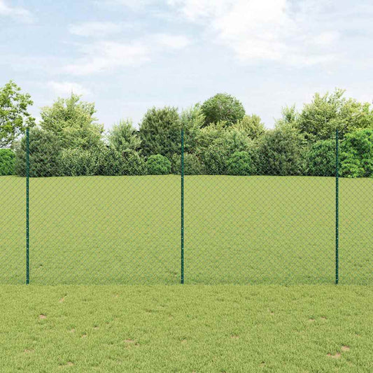 Fence with Posts Green 1.5 x 10 m Steel