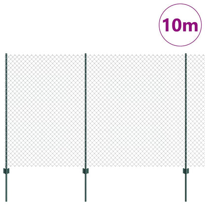 Fence with Posts Green 1.5 x 10 m Steel