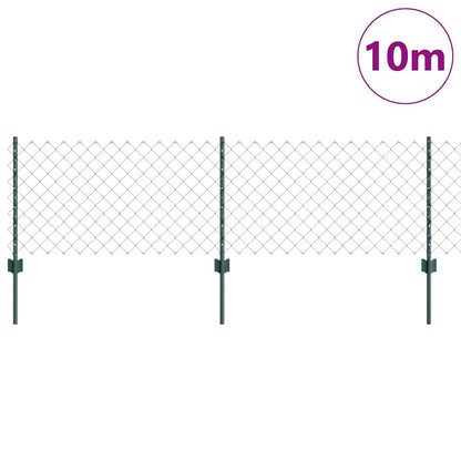Fence with Posts Green 0.6 x 10 m Steel