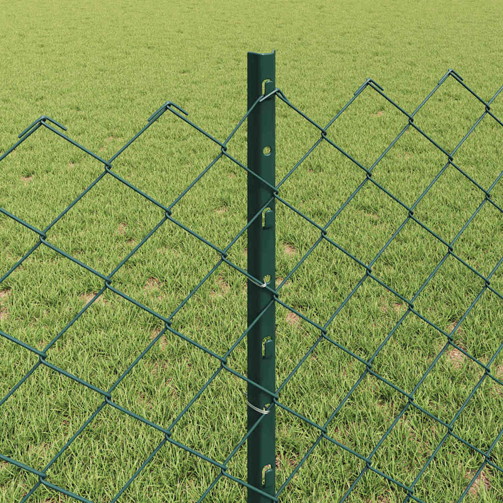 Fence with Posts Green 0.8 x 10 m Steel