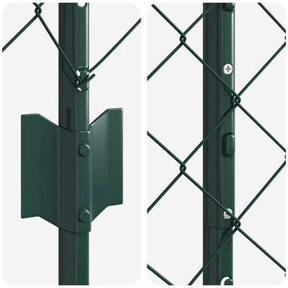 Fence with Posts Green 1 x 10 m Steel