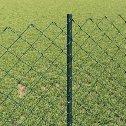 Fence with Posts Green 1 x 10 m Steel