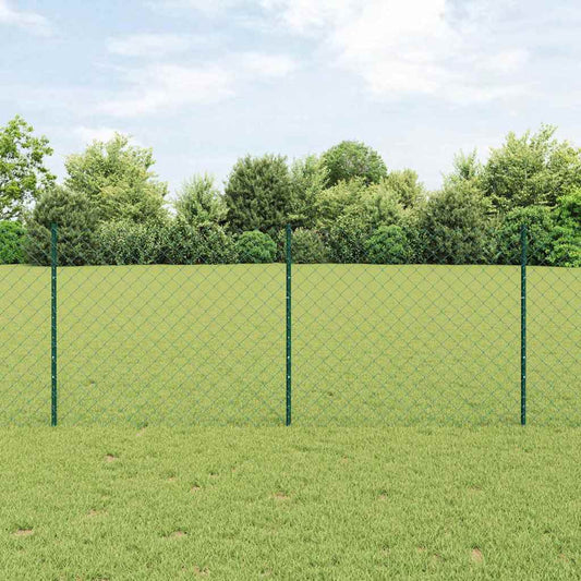 Fence with Posts Green 1 x 10 m Steel