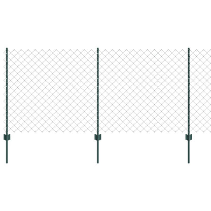 Fence with Posts Green 1 x 10 m Steel