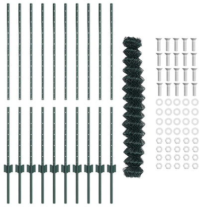 Fence with Posts Green 1.2 x 10 m Steel