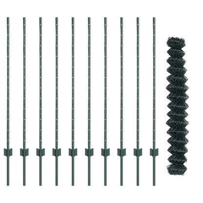 Fence with Posts Green 1.2 x 10 m Steel