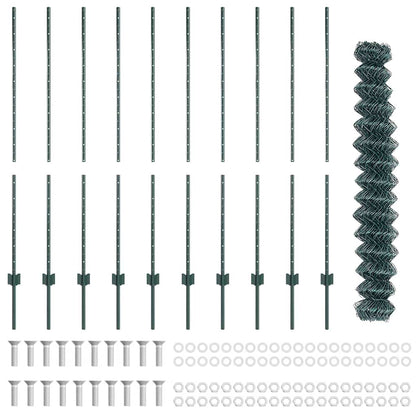 Fence with Posts Green 1.4 x 10 m Steel