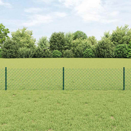 Fence with Posts Green 0.4 x 25 m Steel