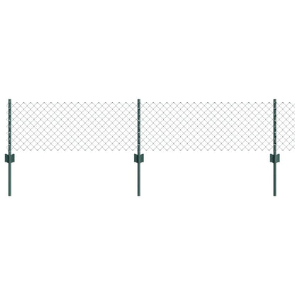 Fence with Posts Green 0.4 x 25 m Steel