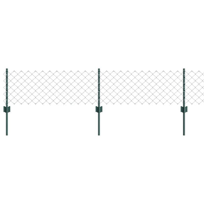Fence with Posts Green 0.4 x 25 m Steel