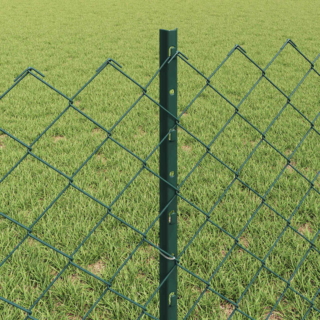 Fence with Posts Green 0.6 x 25 m Steel