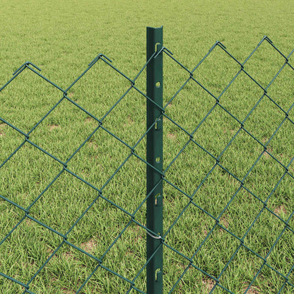 Fence with Posts Green 0.6 x 25 m Steel