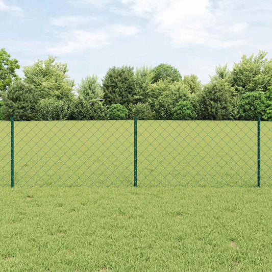 Fence with Posts Green 0.6 x 25 m Steel