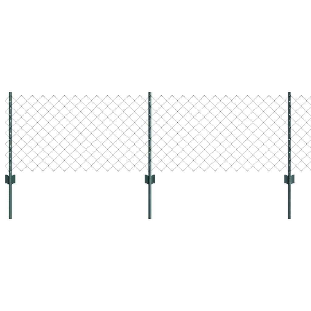 Fence with Posts Green 0.6 x 25 m Steel