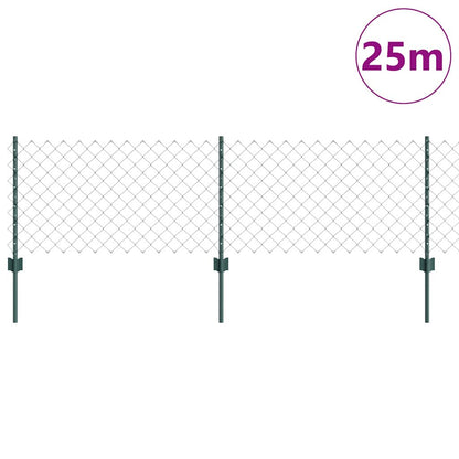 Fence with Posts Green 0.6 x 25 m Steel