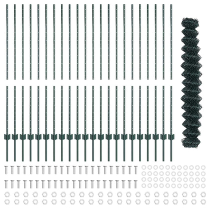 Fence with Posts Green 1.4 x 25 m Steel