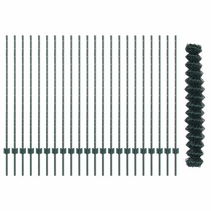 Fence with Posts Green 1.4 x 25 m Steel