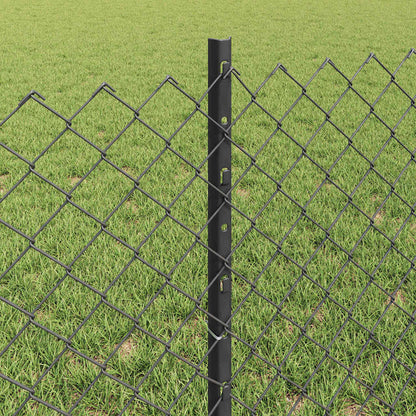 Fence with Posts Grey 0.6 x 10 m Steel