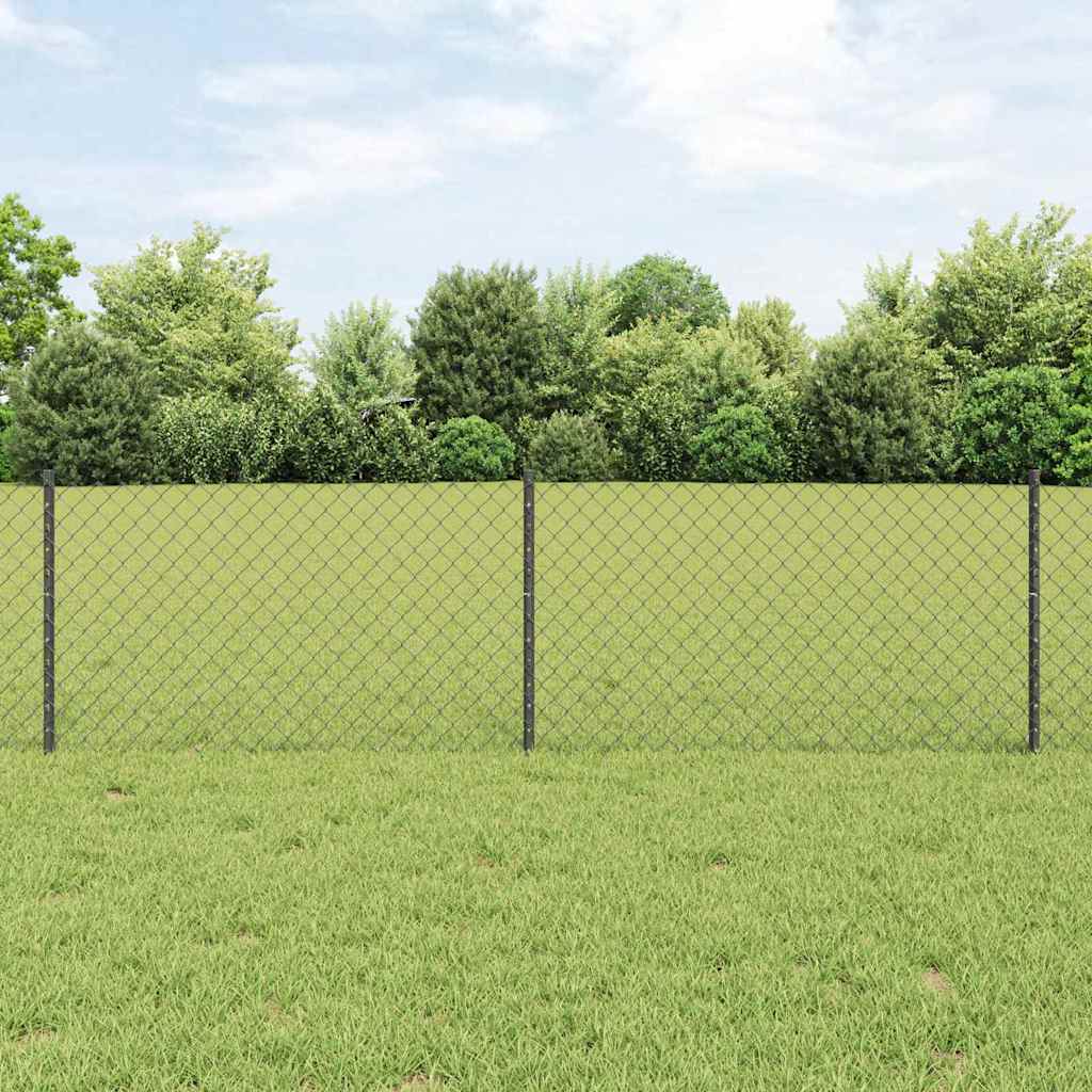 Fence with Posts Grey 0.6 x 10 m Steel