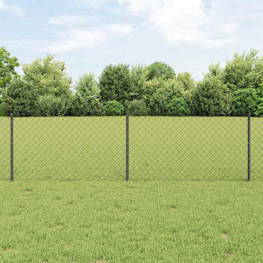 Fence with Posts Grey 0.6 x 10 m Steel