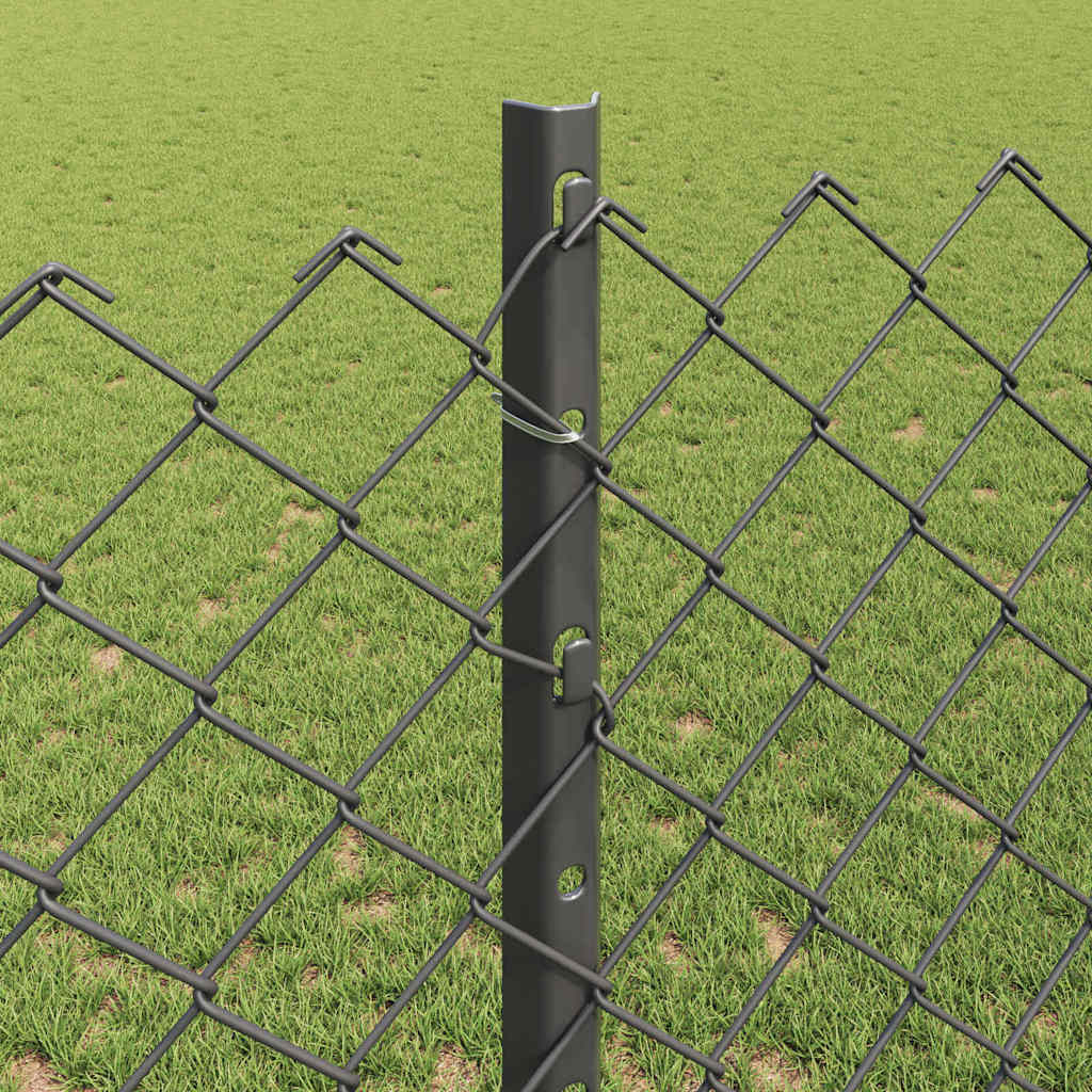 Fence with Posts Grey 1.2 x 10 m Steel