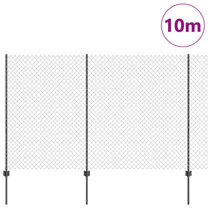 Fence with Posts Grey 1.5 x 10 m Steel
