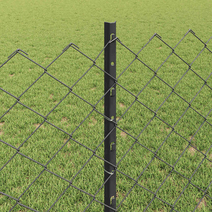 Fence with Posts Grey 0.8 x 10 m Steel